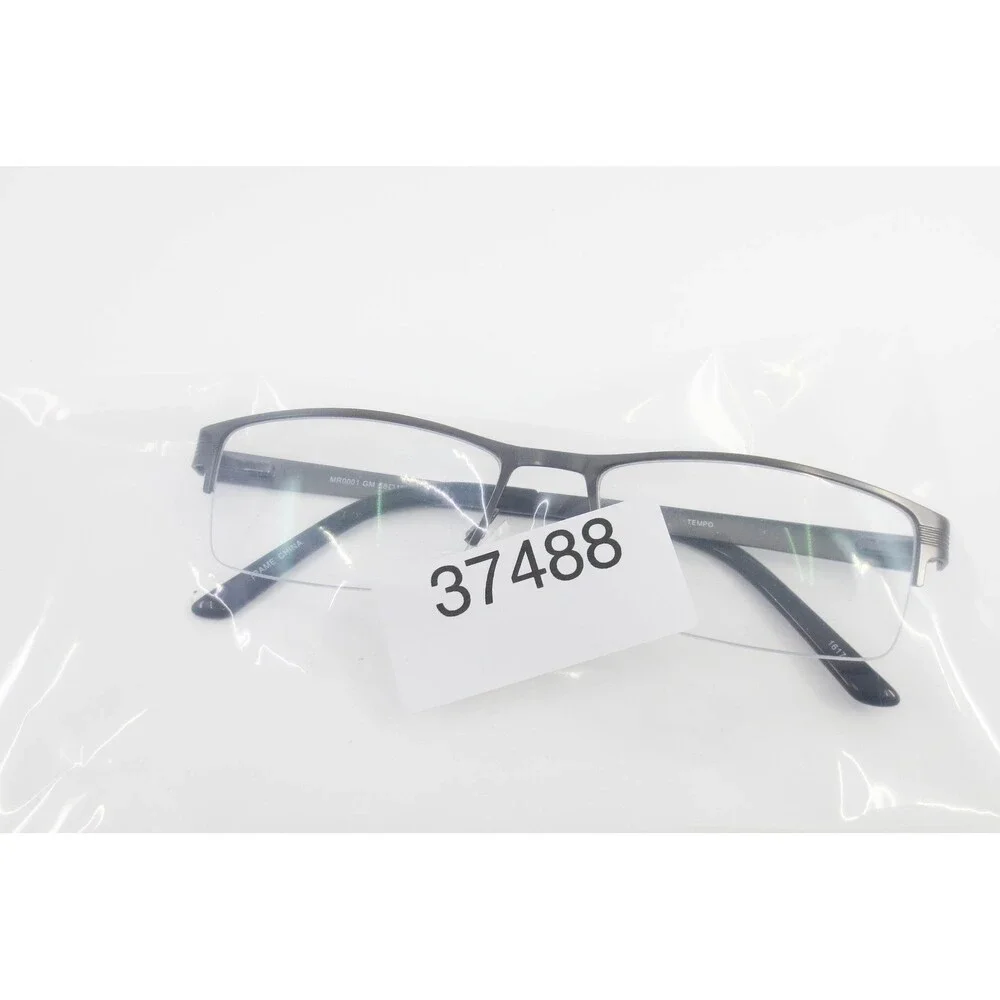 Tempo MR0001 GM Gunmetal Semi Rimless Rectangular Eyeglass Frames 58-18-150
